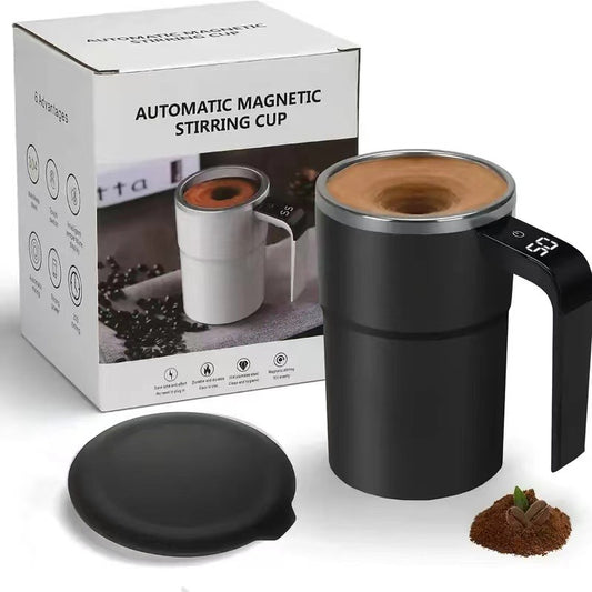 Experience Effortless Bliss with Our Automatic Self-Stirring Coffee Cup - Stainless Steel with LED Temperature Display