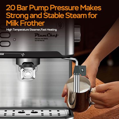 20 Bar Professional Espresso Machine with Advanced Milk Frother – Perfect for Crafting Espresso, Cappuccino, and Latte at Home