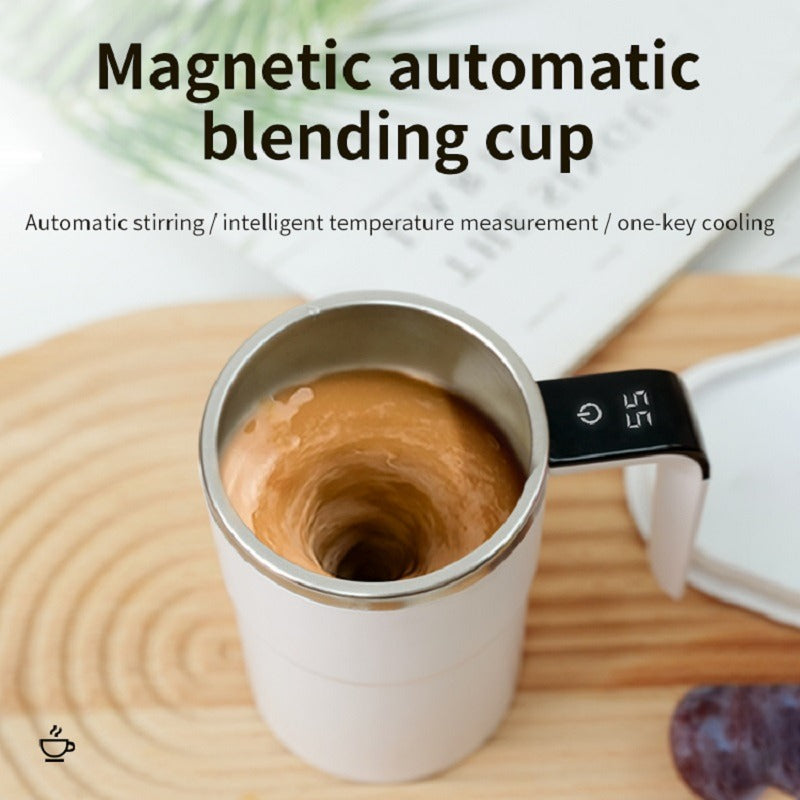 Experience Effortless Bliss with Our Automatic Self-Stirring Coffee Cup - Stainless Steel with LED Temperature Display