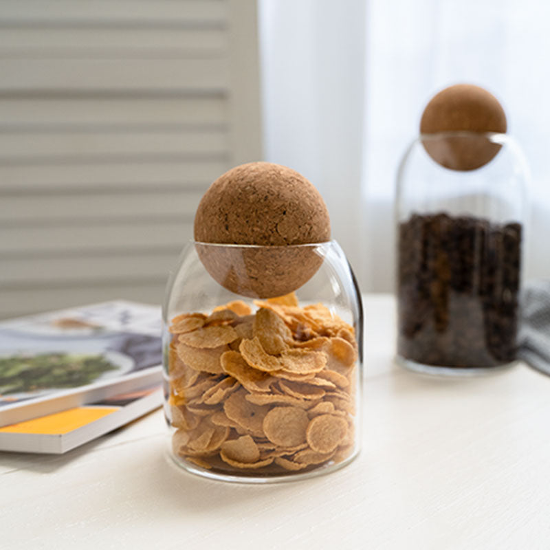 Get Your Snack Game On with This Fun Set of Storage Ball Jars – The Ultimate Cork-Popped Candy & Coffee Keepers!