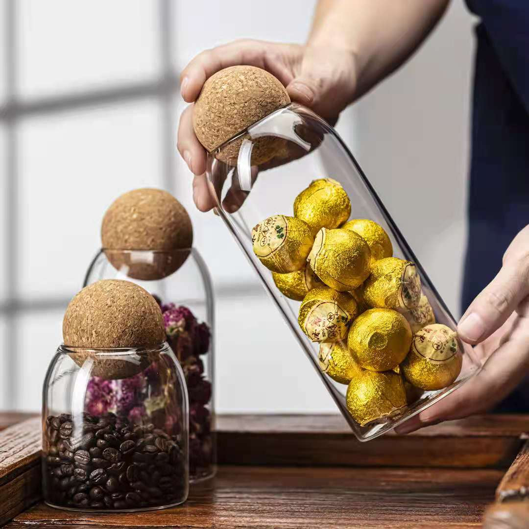 Get Your Snack Game On with This Fun Set of Storage Ball Jars – The Ultimate Cork-Popped Candy & Coffee Keepers!