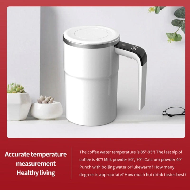 Experience Effortless Bliss with Our Automatic Self-Stirring Coffee Cup - Stainless Steel with LED Temperature Display