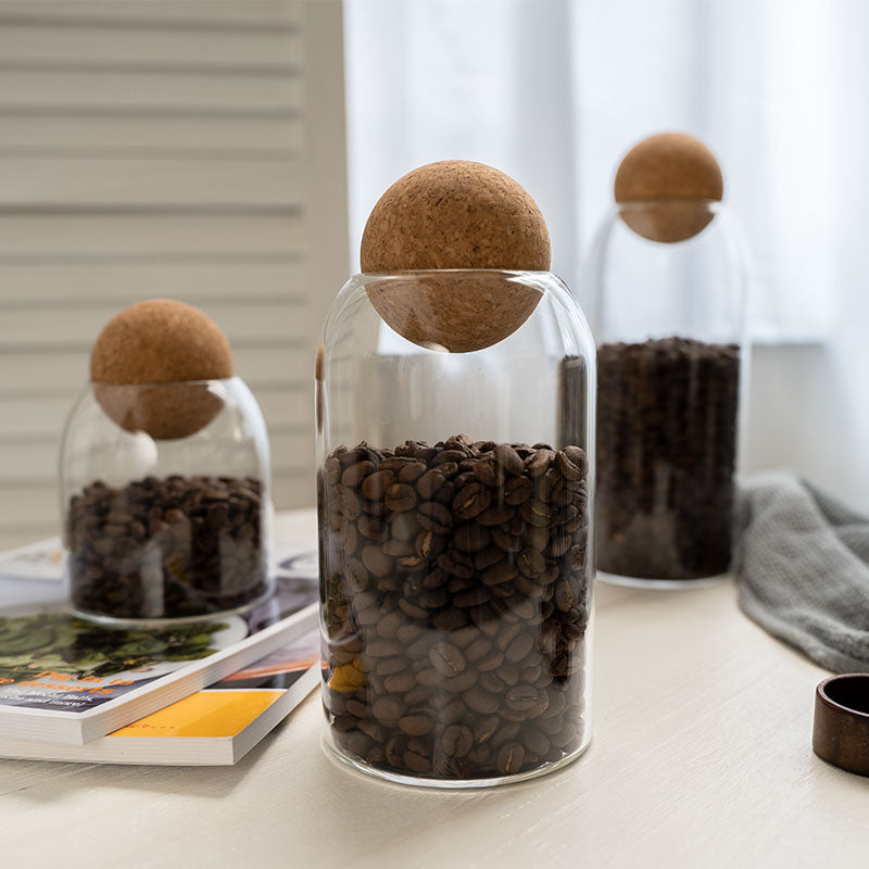Get Your Snack Game On with This Fun Set of Storage Ball Jars – The Ultimate Cork-Popped Candy & Coffee Keepers!